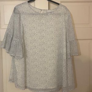 Ava & Viv, size 1X, pale blue and white blouse